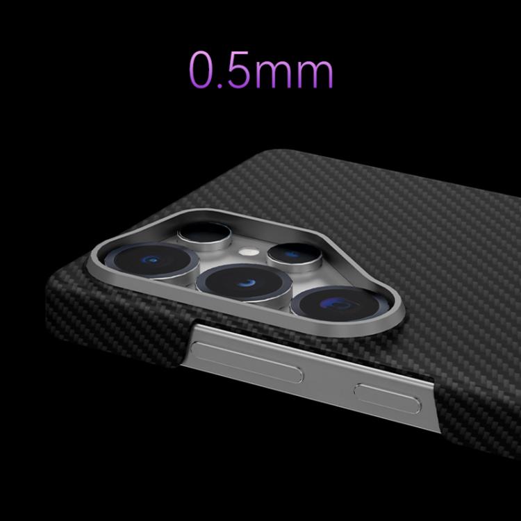 For Samsung Galaxy S25 Ultra 5G 600D Fine Grain Series Carbon Fiber MagSafe Phone Case - Black