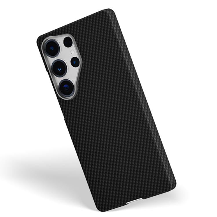 For Samsung Galaxy S25 Ultra 5G 600D Fine Grain Series Carbon Fiber MagSafe Phone Case - Black