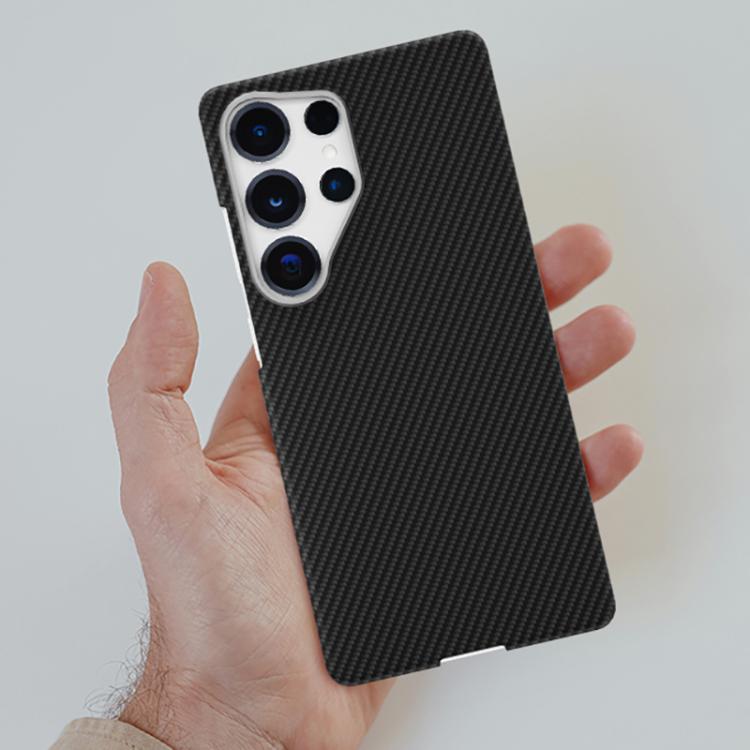 For Samsung Galaxy S25 Ultra 5G 600D Fine Grain Series Carbon Fiber MagSafe Phone Case - Black