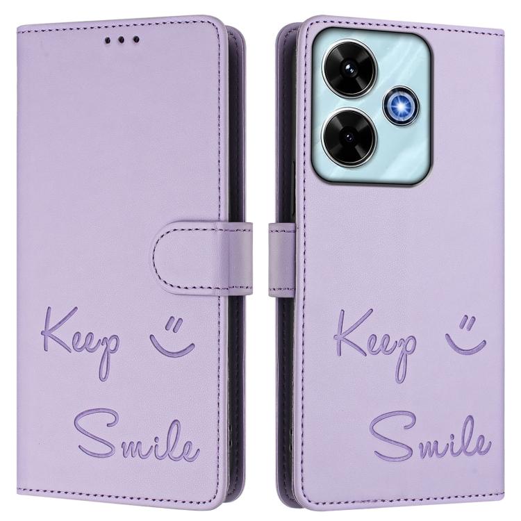 For Xiaomi Poco M6 Plus / Redmi 13x 4G Smile Embossing RFID Leather Phone Case