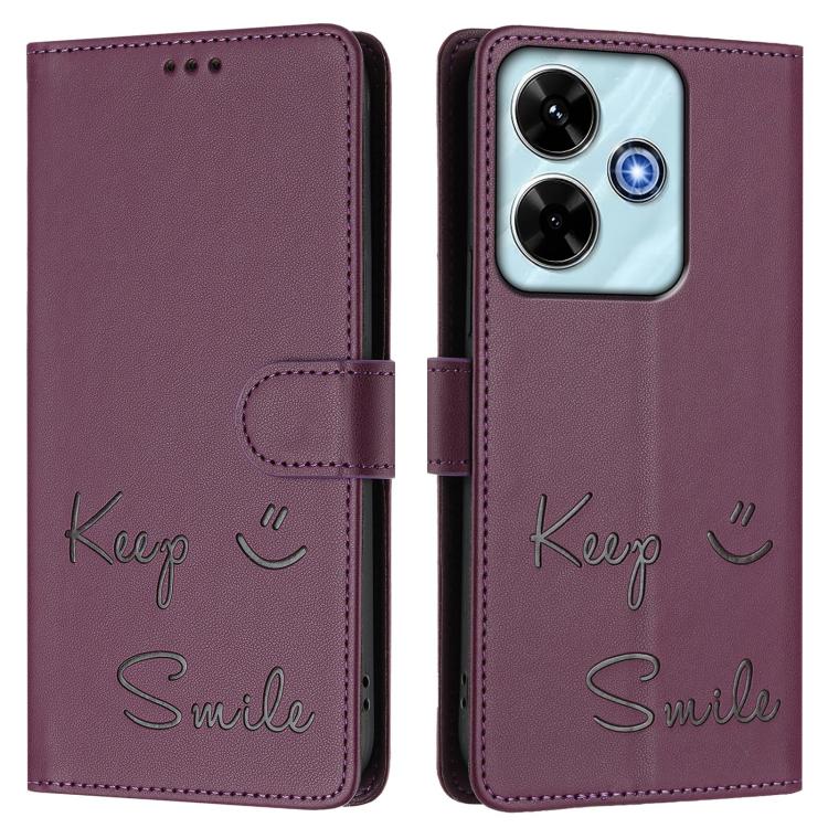 For Xiaomi Poco M6 Plus / Redmi 13x 4G Smile Embossing RFID Leather Phone Case