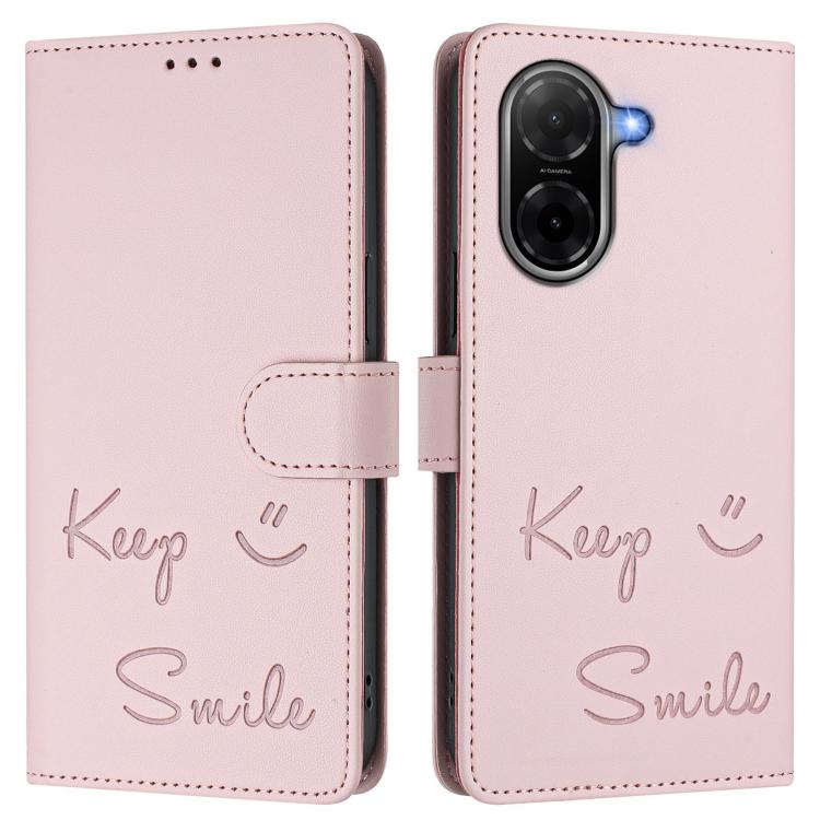 For Xiaomi Poco C71 / Redmi A5 4G 171.7mm Smile Embossing RFID Leather Phone Case