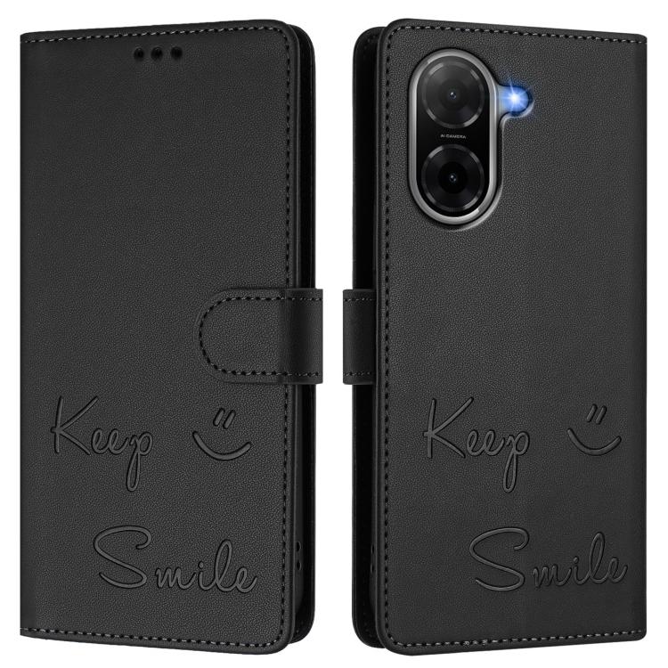 For Xiaomi Poco C71 / Redmi A5 4G 171.7mm Smile Embossing RFID Leather Phone Case