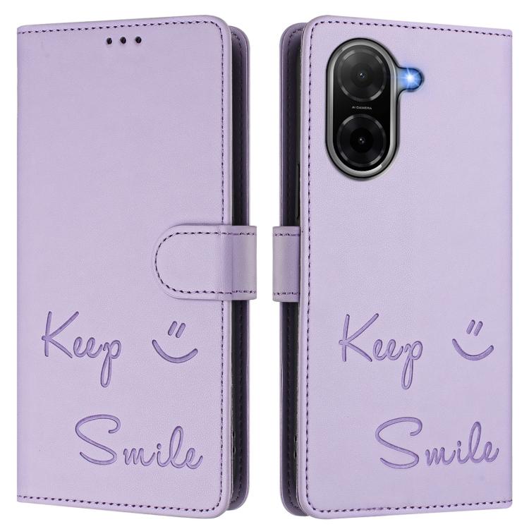 For Xiaomi Poco C71 / Redmi A5 4G 171.7mm Smile Embossing RFID Leather Phone Case