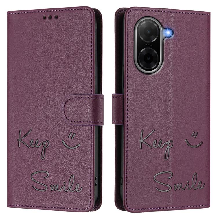 For Xiaomi Poco C71 / Redmi A5 4G 171.7mm Smile Embossing RFID Leather Phone Case