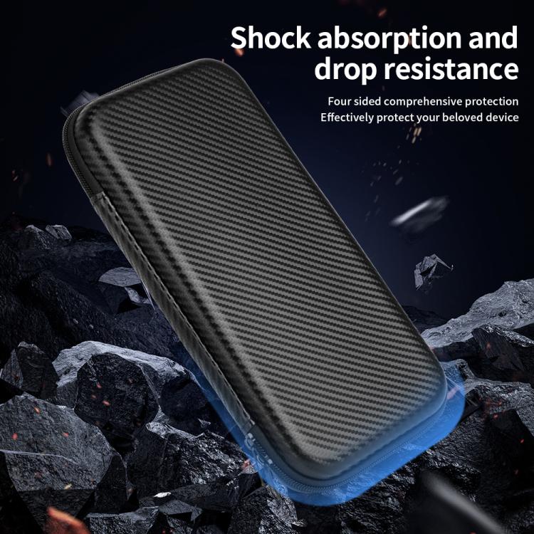 For Nintendo Switch 2 Carbon Fiber Full Cover Shockproof Storage Bag - Black