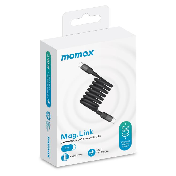 Momax Mag.Link Magnetic 240W USB-C / Type-C to USB-C / Type-C Data Cable, Length:2m - Black