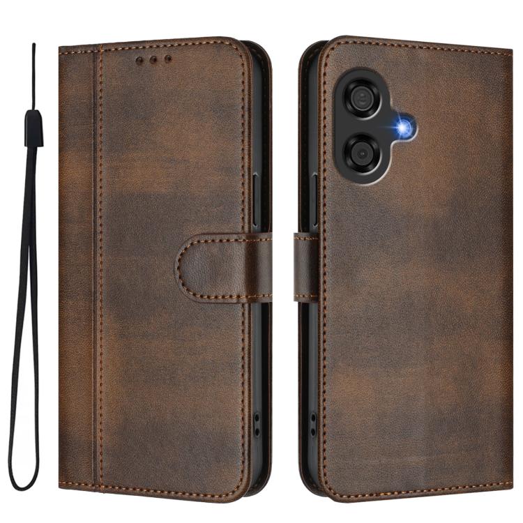 For Coolpad Cool 40i Line Splicing Buckle Retro Leather Phone Case