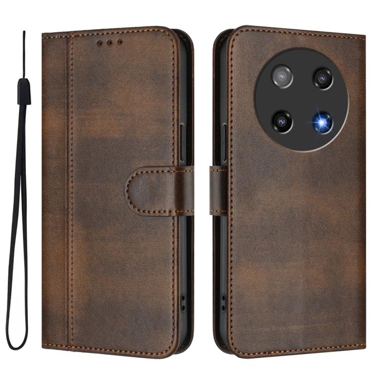 For Coolpad C16 Line Splicing Buckle Retro Leather Phone Case