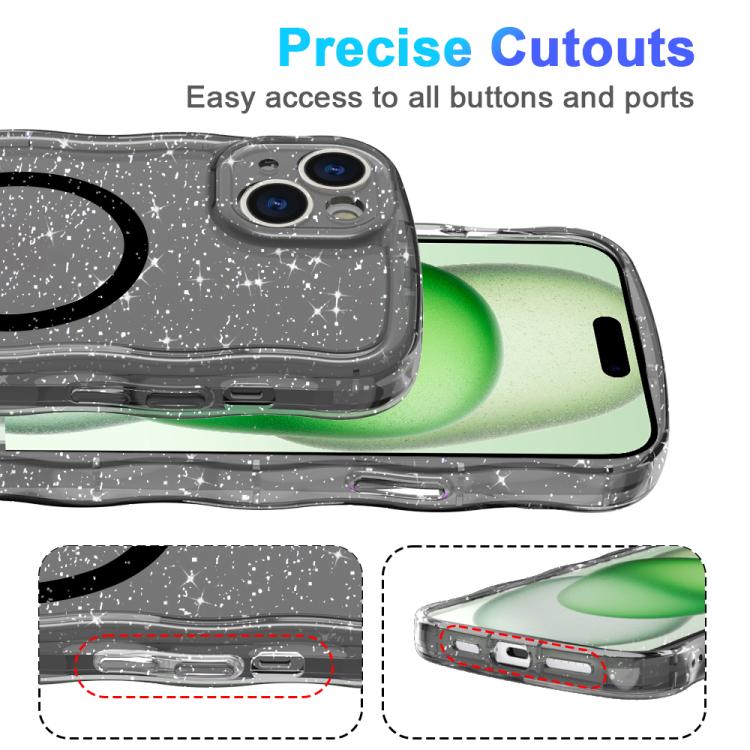 For iPhone 16 Pro Max Wave Glitter MagSafe Magnetic TPU Phone Case