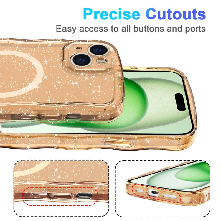 For iPhone 16 Pro Max Wave Glitter MagSafe Magnetic TPU Phone Case