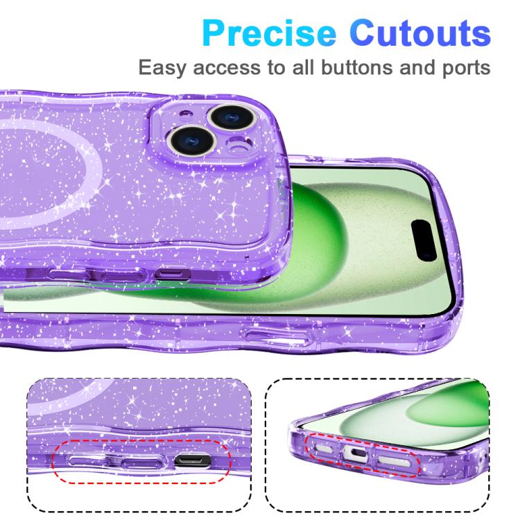 For iPhone 16 Pro Max Wave Glitter MagSafe Magnetic TPU Phone Case