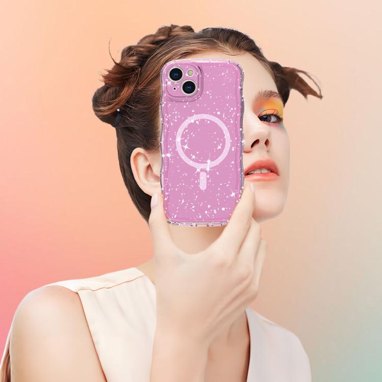For iPhone 16 Pro Wave Glitter MagSafe Magnetic TPU Phone Case