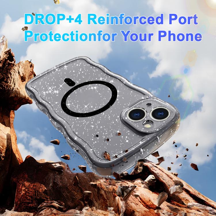 For iPhone 16 Pro Wave Glitter MagSafe Magnetic TPU Phone Case