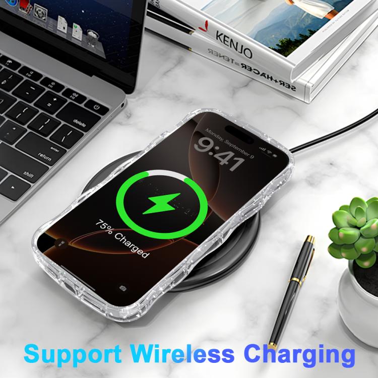 For iPhone 16 Plus Wave Glitter MagSafe Magnetic TPU Phone Case