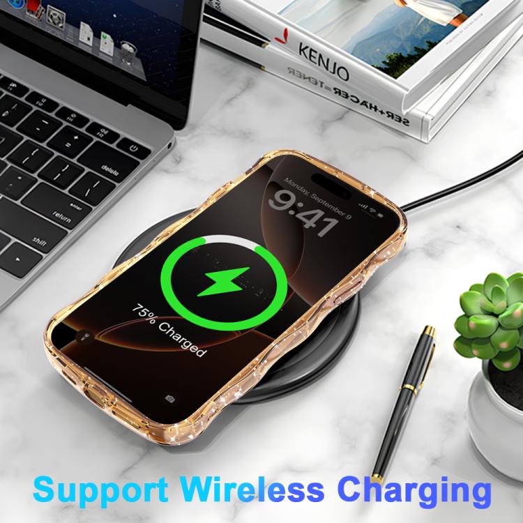 For iPhone 16 Plus Wave Glitter MagSafe Magnetic TPU Phone Case