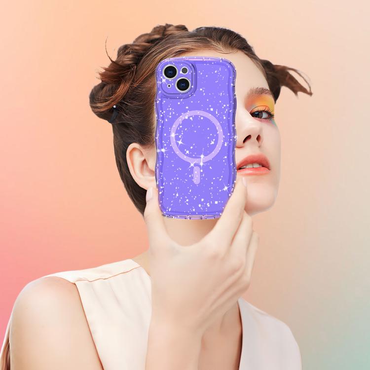 For iPhone 16 Plus Wave Glitter MagSafe Magnetic TPU Phone Case