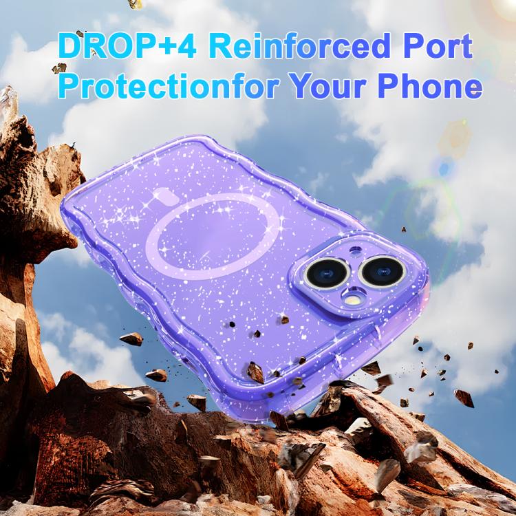 For iPhone 16 Wave Glitter MagSafe Magnetic TPU Phone Case