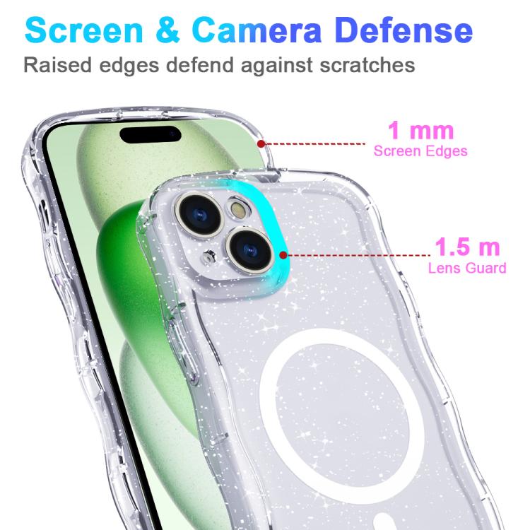 For iPhone 15 Pro Max Wave Glitter MagSafe Magnetic TPU Phone Case