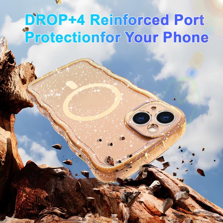 For iPhone 15 Pro Max Wave Glitter MagSafe Magnetic TPU Phone Case