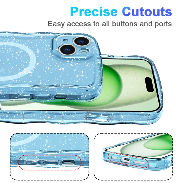 For iPhone 15 Pro Max Wave Glitter MagSafe Magnetic TPU Phone Case