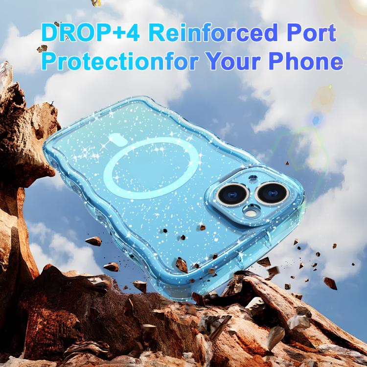 For iPhone 15 Pro Max Wave Glitter MagSafe Magnetic TPU Phone Case