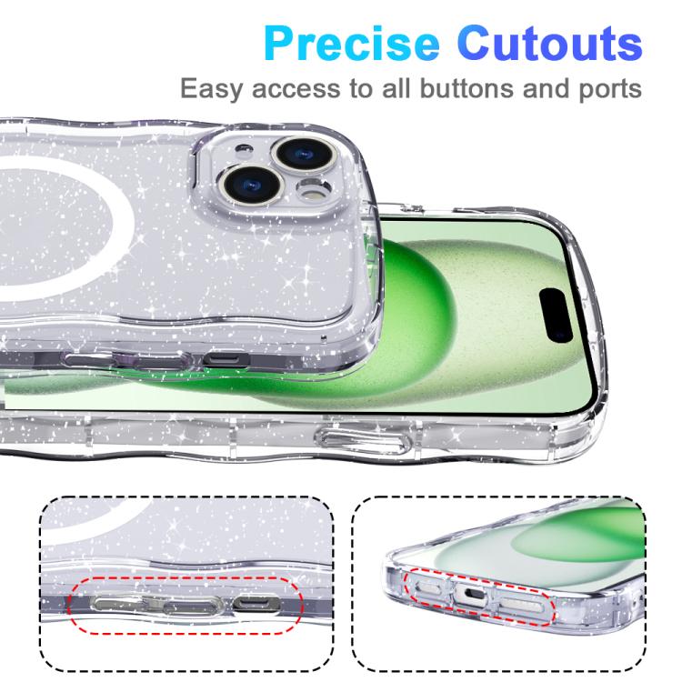 For iPhone 15 Pro Wave Glitter MagSafe Magnetic TPU Phone Case