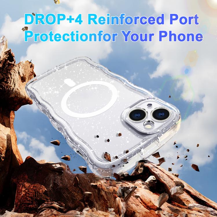 For iPhone 15 Pro Wave Glitter MagSafe Magnetic TPU Phone Case
