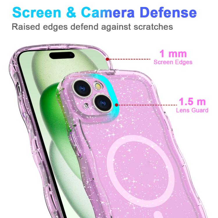 For iPhone 15 Pro Wave Glitter MagSafe Magnetic TPU Phone Case