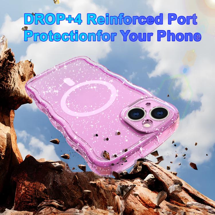For iPhone 15 Pro Wave Glitter MagSafe Magnetic TPU Phone Case