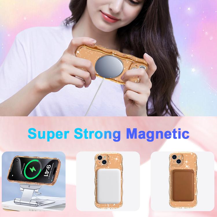 For iPhone 15 Pro Wave Glitter MagSafe Magnetic TPU Phone Case