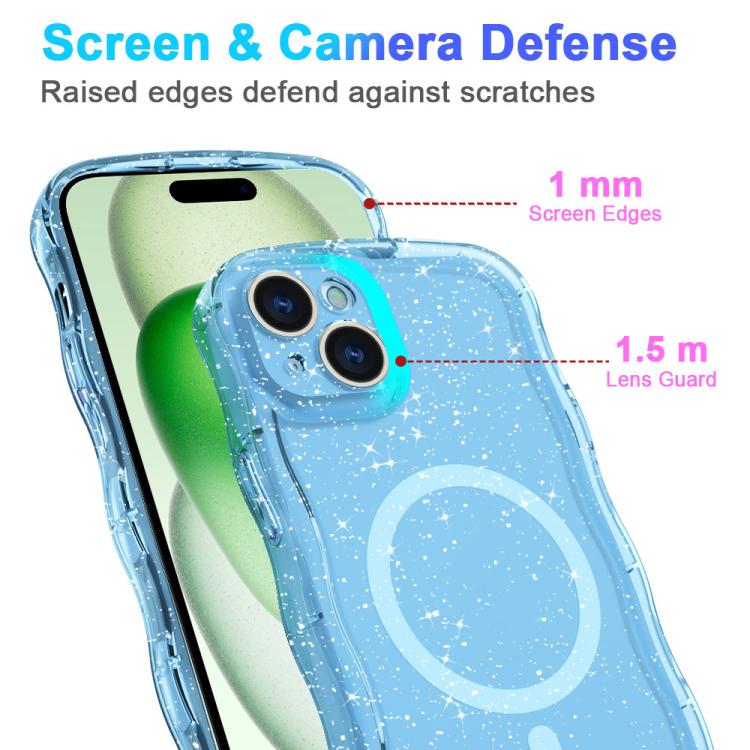 For iPhone 15 Pro Wave Glitter MagSafe Magnetic TPU Phone Case