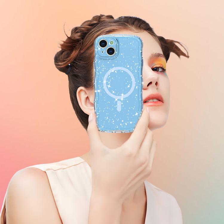 For iPhone 15 Pro Wave Glitter MagSafe Magnetic TPU Phone Case