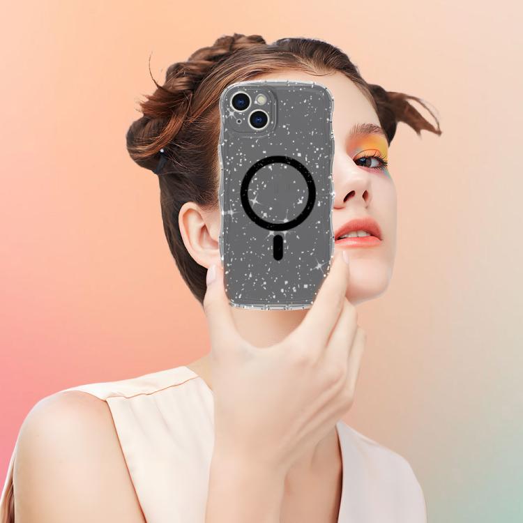 For iPhone 15 Wave Glitter MagSafe Magnetic TPU Phone Case
