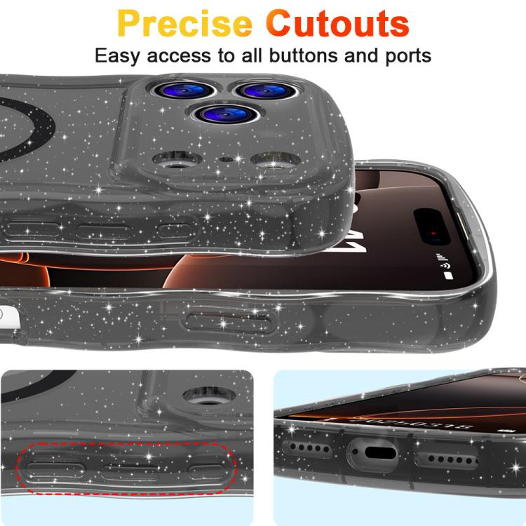 For iPhone 17 Pro Max Wave Glitter MagSafe Magnetic TPU Phone Case