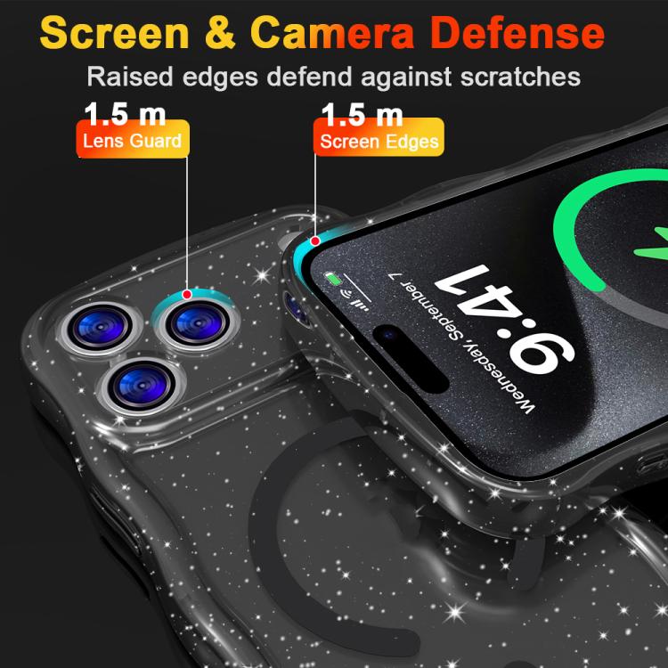 For iPhone 17 Pro Wave Glitter MagSafe Magnetic TPU Phone Case