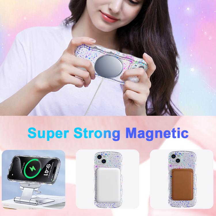 For iPhone 16 Pro Wave Star Transparent MagSafe Magnetic Phone Case - Star
