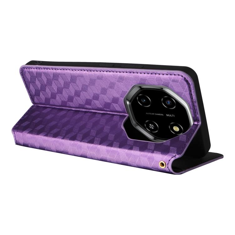 For Blackview Shark 6 / Oscal Tiger 8 Cubic Grid Texture Flip Leather Phone Case