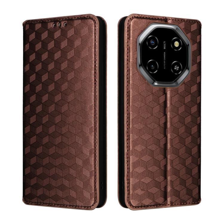 For Blackview Shark 6 / Oscal Tiger 8 Cubic Grid Texture Flip Leather Phone Case