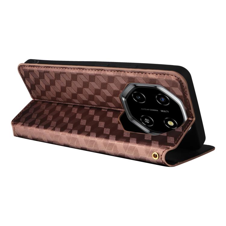 For Blackview Shark 6 / Oscal Tiger 8 Cubic Grid Texture Flip Leather Phone Case