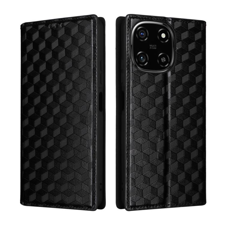 For Blackview Color 6 Cubic Grid Texture Flip Leather Phone Case