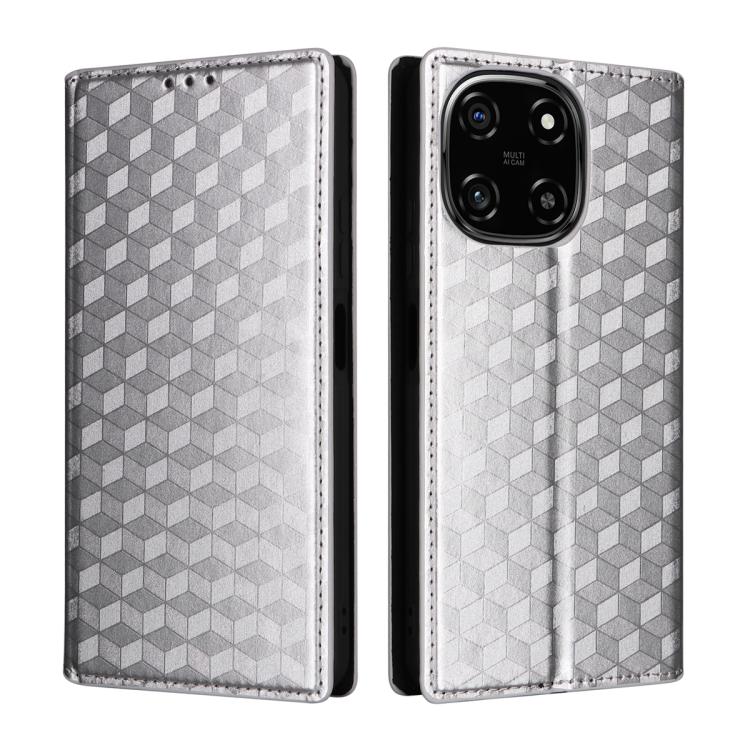 For Blackview Color 6 Cubic Grid Texture Flip Leather Phone Case
