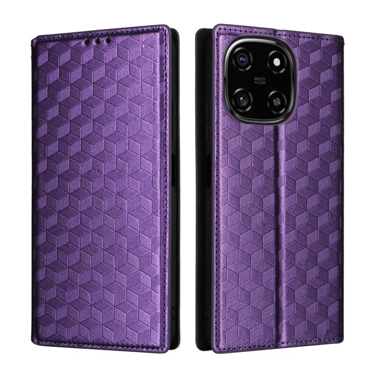 For Blackview Color 6 Cubic Grid Texture Flip Leather Phone Case