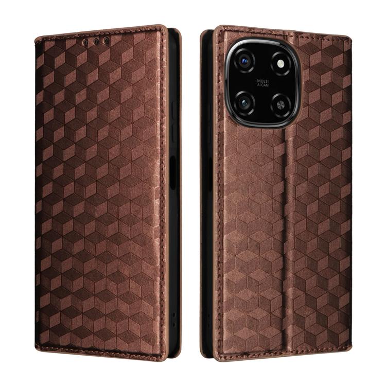 For Blackview Color 6 Cubic Grid Texture Flip Leather Phone Case