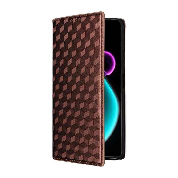 For Blackview Color 6 Cubic Grid Texture Flip Leather Phone Case