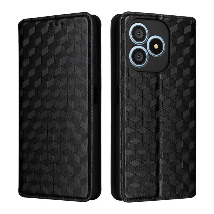 For Blackview Wave 9C Cubic Grid Texture Flip Leather Phone Case