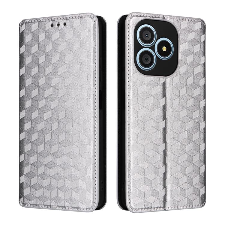 For Blackview Wave 9C Cubic Grid Texture Flip Leather Phone Case