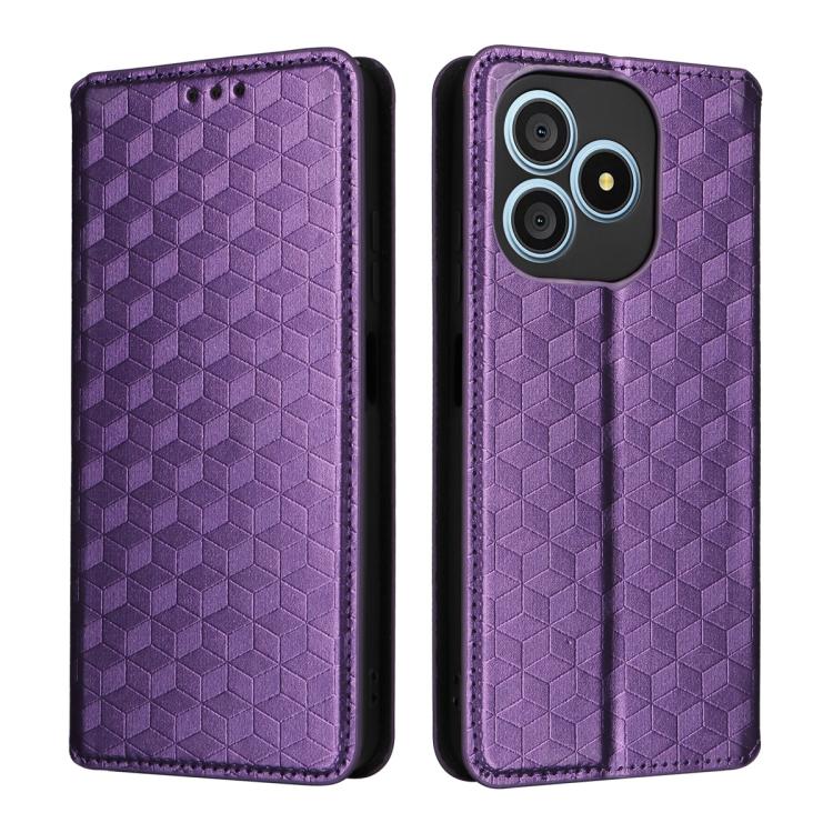 For Blackview Wave 9C Cubic Grid Texture Flip Leather Phone Case