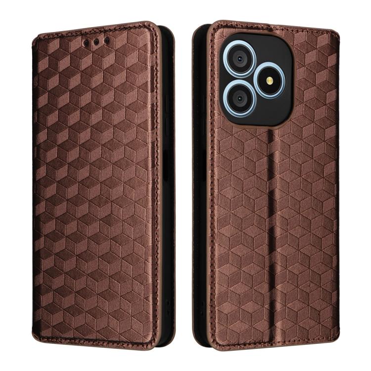 For Blackview Wave 9C Cubic Grid Texture Flip Leather Phone Case