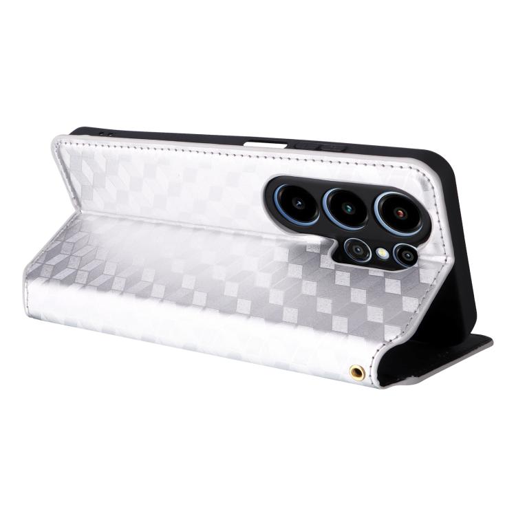 For Blackview Wave 10 Cubic Grid Texture Flip Leather Phone Case